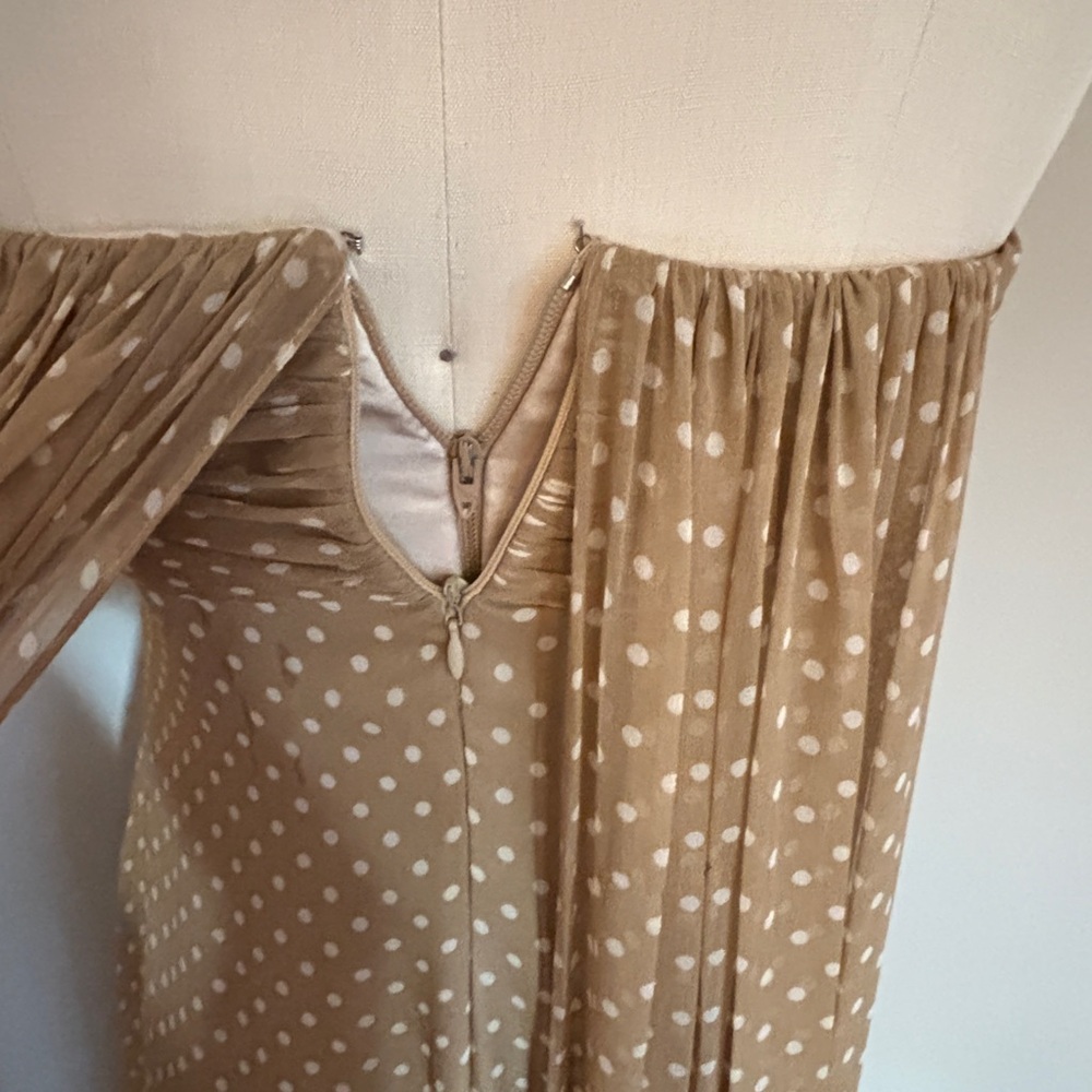 Melinda Eng Draped Scarf / Shawl Tan Polka Dot Dress - Picture 11 of 14